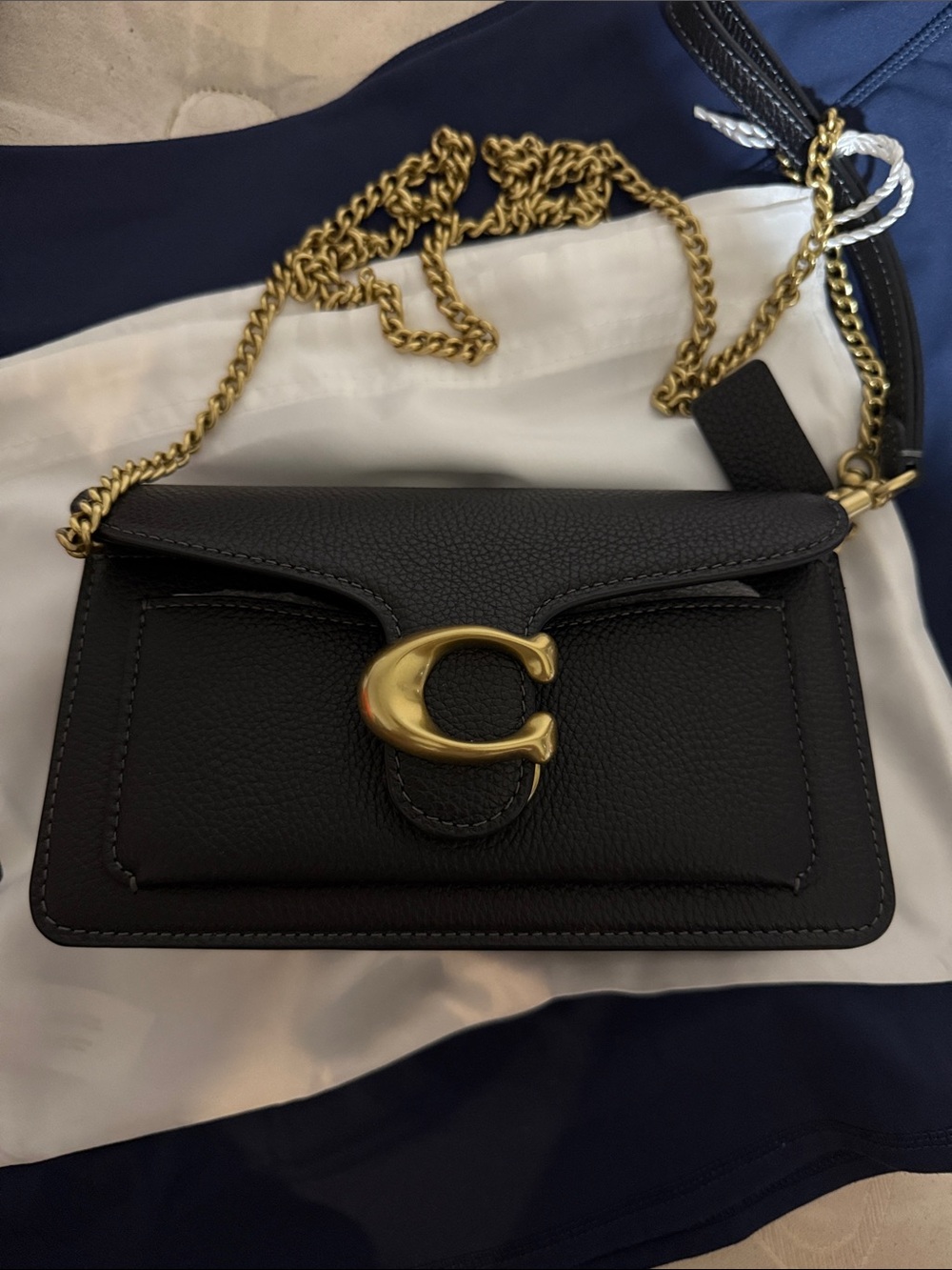Coach Black Leather Clutch with Gold 'C' Hardware